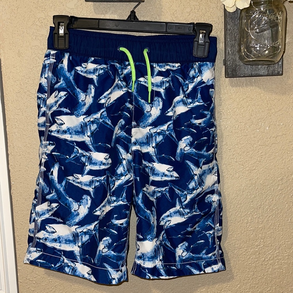 Gap Boys Lined Shark Print Pocketed Swim Trunks Size L(10)